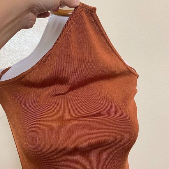 Cult Gaia Leslie Knit Mini Open Back Dress Large in Spice Brown $318 - Picture 4 of 10